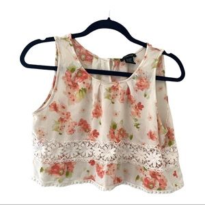 Timing Floral Cropped Tank Top Shirt Size Medium